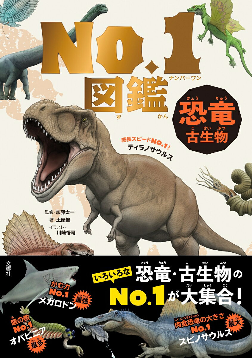 ★☆★No．1図鑑シリーズ第1弾！★☆★

No．1知ると世界が広がる！
ティラノアウルス、スピノサウルスはもちろん、アノマノカリスなど古生物まで115の恐竜・古生物が登場！
恐竜・古生物のいろいろなNo．1が大集合！

★第1章　はじまりNo．1〜最初に〇〇した恐竜・古生物が大集合！〜

恐竜の登場No．1／覇者No．1／魚の登場No．1／クジラ類の登場No．1／空を飛んだ脊椎動物　など

★第2章　大きさNo．1〜最も大きい各ジャンルの恐竜・古生物が大集合！

肉食恐竜の大きさNo．1／飛行する脊椎動物の大きさNo．1／海棲哺乳類の大きさNo．1／三葉虫の大きさNo．1／ワニの大きさNo．1　など

★第3章　びっくりNo．1〜びっくりする特ちょうをもつ恐竜・古生物が大集合！

嗅覚No．1／視力No．1／成長スピードNo．1／目の数No．1／かむ力No．1　など

大人や恐竜マニアも知らない！？No．1が続々登場！

No．1の様々な特徴はもちろん、No．1とNo．2／No．1と人間（自分）を比較できるので、恐竜古生物への知識はもちろん「科学的な見方」や「考え方」を養います。