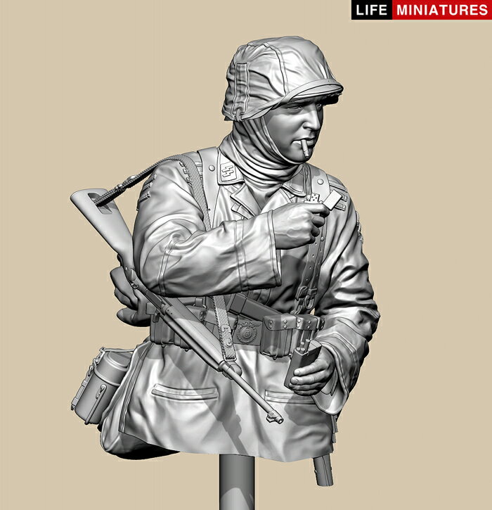 1/10(200mm)バスト WWII ドイツ ポトー迎撃戦 ハンセン戦闘団のM1カービンを持つ小銃手 バルジの戦い1944 胸像 【LM-B032】 (プラモデル)