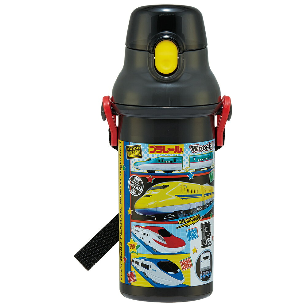 【商品詳細】食器洗い乾燥機OKのプラスチック直飲み水筒です。

プッシュ式オープンで簡単オープン！
本体は氷が入れやすい広口タイプ。

肩にかけて持ち運べるショルダーベルト付。
軽くて持ちやすい形状です。

名前シール入り。

※保冷効果はございません。
※熱いものは入れないで下さい。


【商品サイズ(約)】
サイズ：95×79×210mm
容量：480ml

【品質表示（耐熱温度）】
キャップ：飽和ポリエステル樹脂（耐熱温度100度）
本体・フタ・ベルト：ポリプロピレン（耐熱温度120度）
パッキン：シリコーンゴム（耐熱温度140度）
バネ・ピン：ステンレス

※煮沸消毒は変形することがありますのでしないでください。

●日本製

※掲載画像はあくまでイメージです。実際の商品とは色、柄等が異なる場合がございます。何卒ご了承ください。【商品サイズ (cm)】(幅×高さ×奥行）：9.5×21×7.9