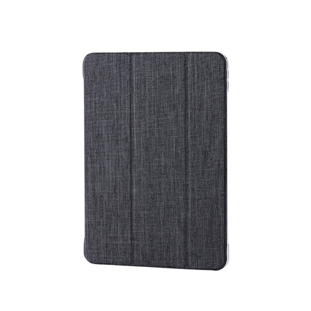 iPad Air 11インチ(M3/M2)/フラップケース/薄型軽量/ファブリック/背面クリア/2アングル/ブラック