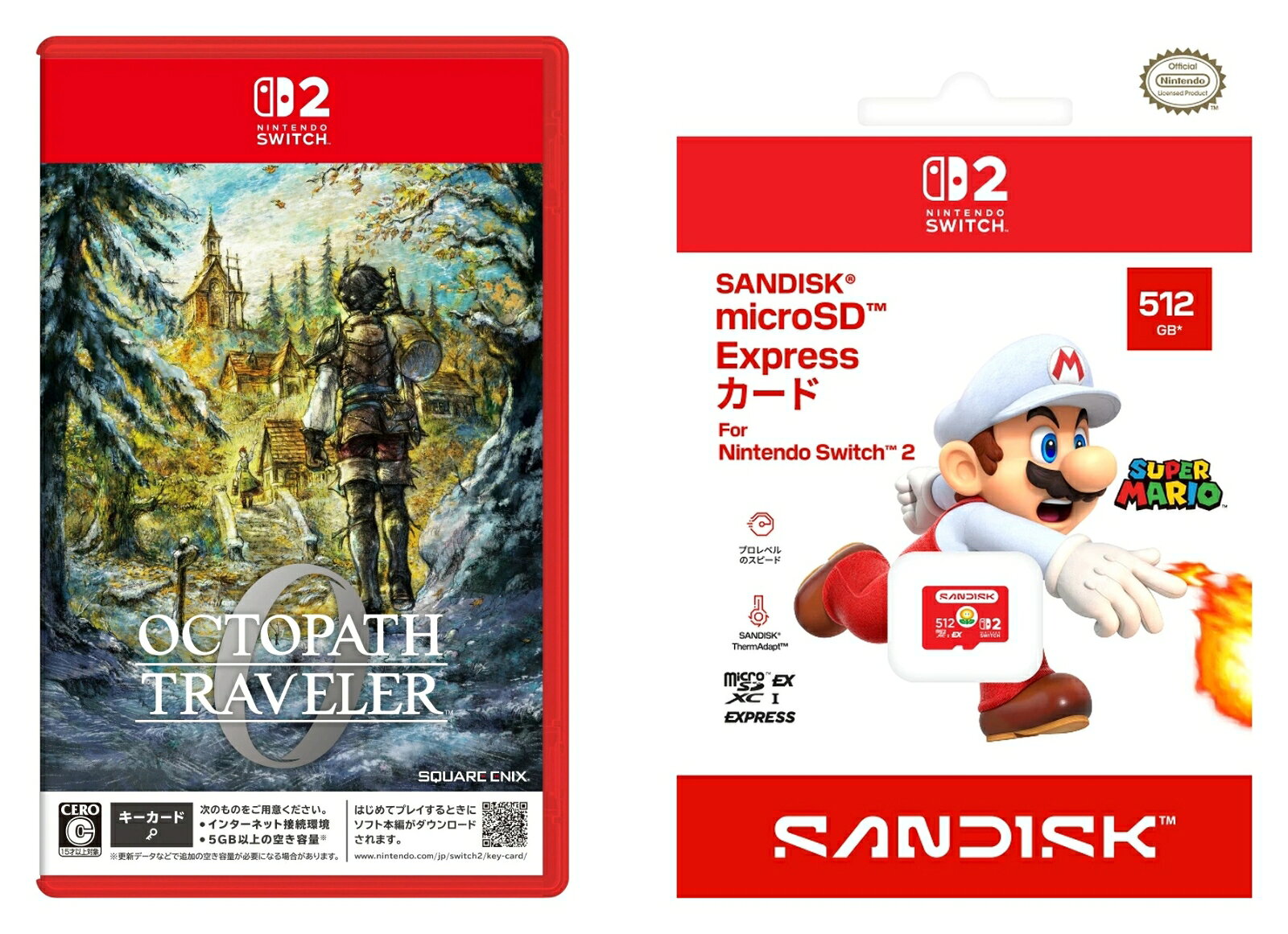 【セット商品】オクトパストラベラー0　switch2版+SanDisk microSD Express Card 512GB for Nintendo Switch 2