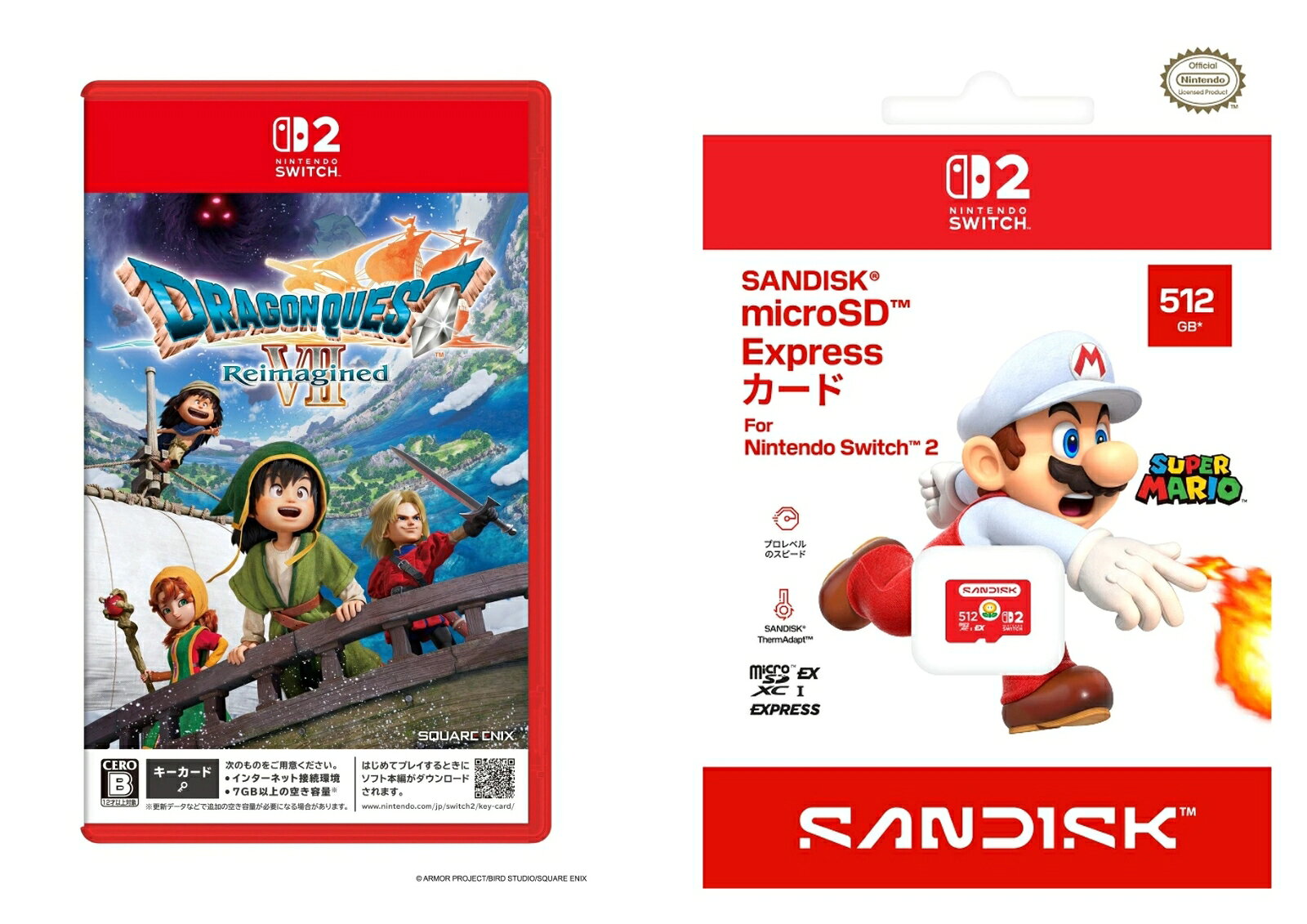 【セット商品】ドラゴンクエストVII Reimagined NintendoSwitch2版+SanDisk microSD Express Card 512GB for Nintendo Switch 2