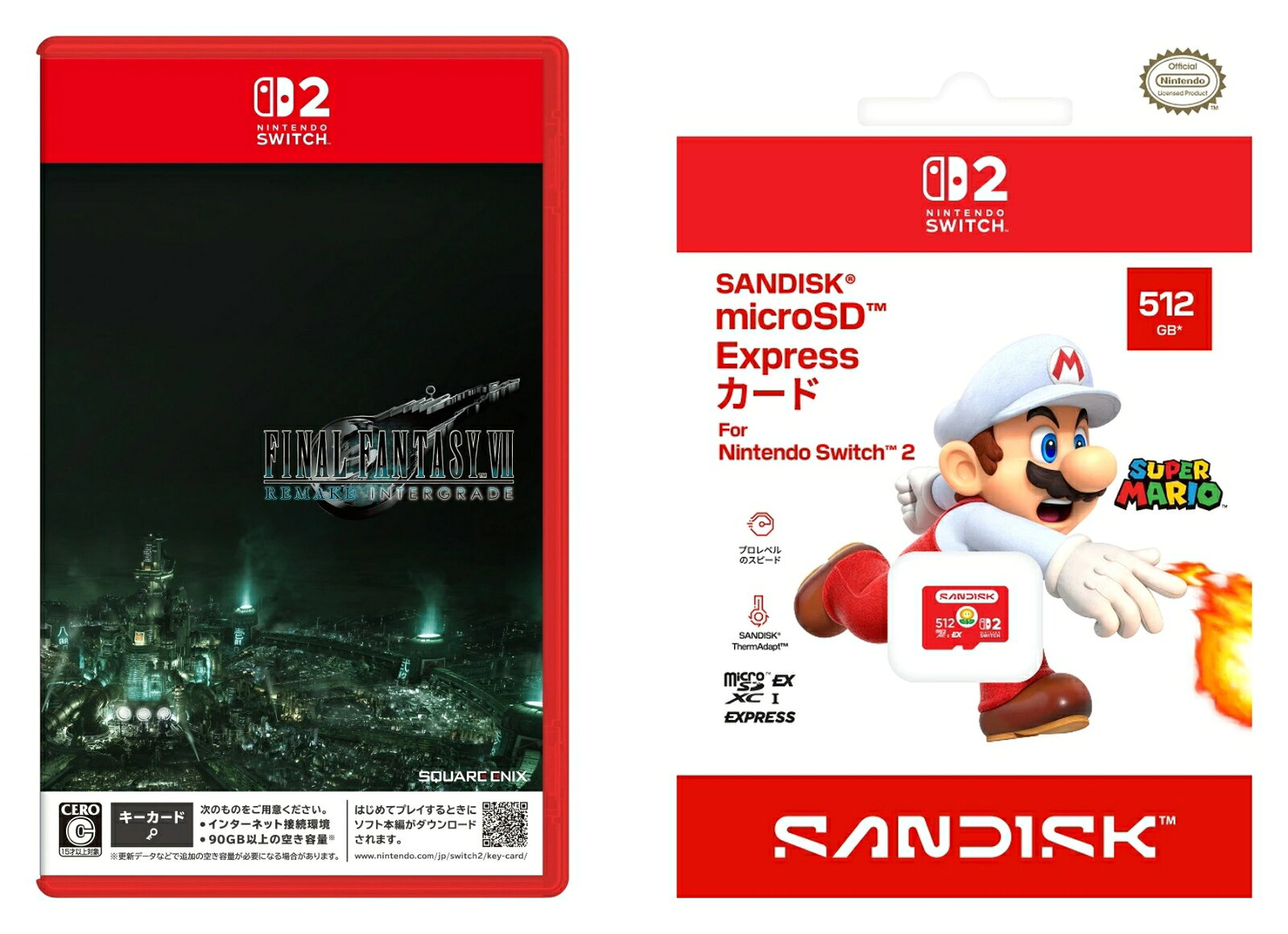 【セット商品】FINAL FANTASY VII REMAKE INTERGRADE+SanDisk microSD Express Card 512GB for Nintendo Switch 2