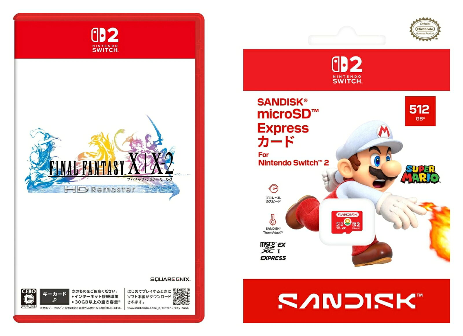 【セット商品】FINAL FANTASY X/X-2 HD Remaster+SanDisk microSD Express Card 512GB for Nintendo Switch 2