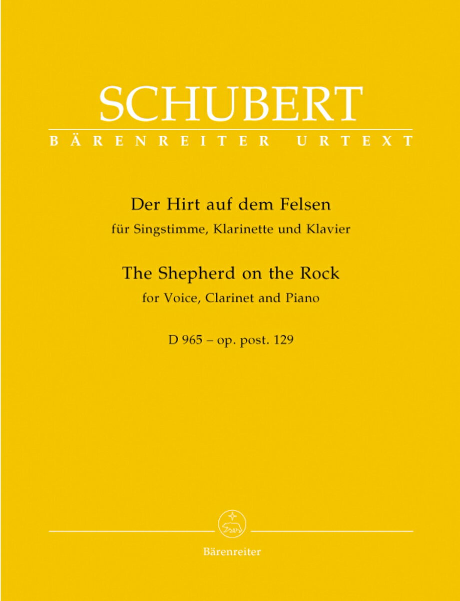 【輸入楽譜】シューベルト, Franz: 岩の上の羊飼い Op.129 D 965 (ソプラノ) (独語)/クラリネットのオブリガード付き/新シューベルト全集版