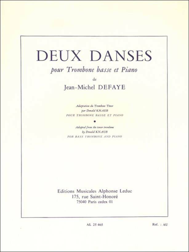 【輸入楽譜】ドゥファイ, Jean Michel: 2つの舞曲/バス・トロンボーン用