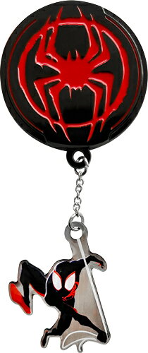 「スパイダーバース2」のピンバッジセットです。2個セット。糸でぶら下がるようにゆらゆら揺れる♪【商品サイズ (cm)】(幅×高さ×奥行）：3.6×9.7×0.2