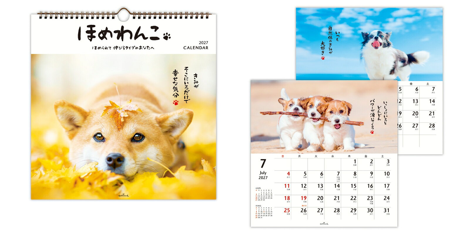 2027 カレンダー壁掛大　ほめわんこ