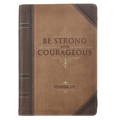 Classic Faux Leather Journal Strong and Courageo