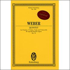 【輸入楽譜】ウェーバー, Carl Maria von: クラリネット五重奏曲 変ロ長調 Op.34