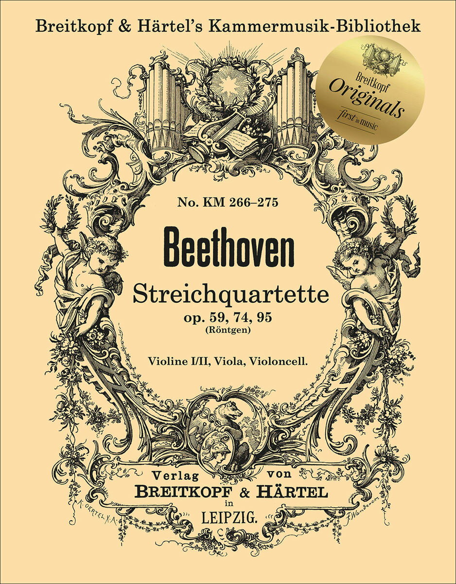 【輸入楽譜】ベートーヴェン, Ludwig van: 弦楽四重奏曲 第7番ー第9番 Op.59 「ラズモフスキー」、第10番 Op.74 「ハープ」、第11番 Op.95 「セリオーソ」/ブライトコプフオリジナルシリーズ/Rontgen運指: パート譜セット