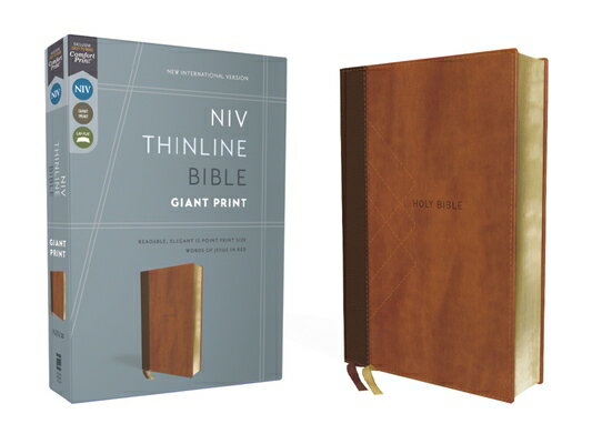 Niv, Thinline Bible, Giant Print, Leathersoft, Brown, Red Letter, Comfort Print NIV THINLINE BIBLE GP LEATHERS [ Zondervan ]