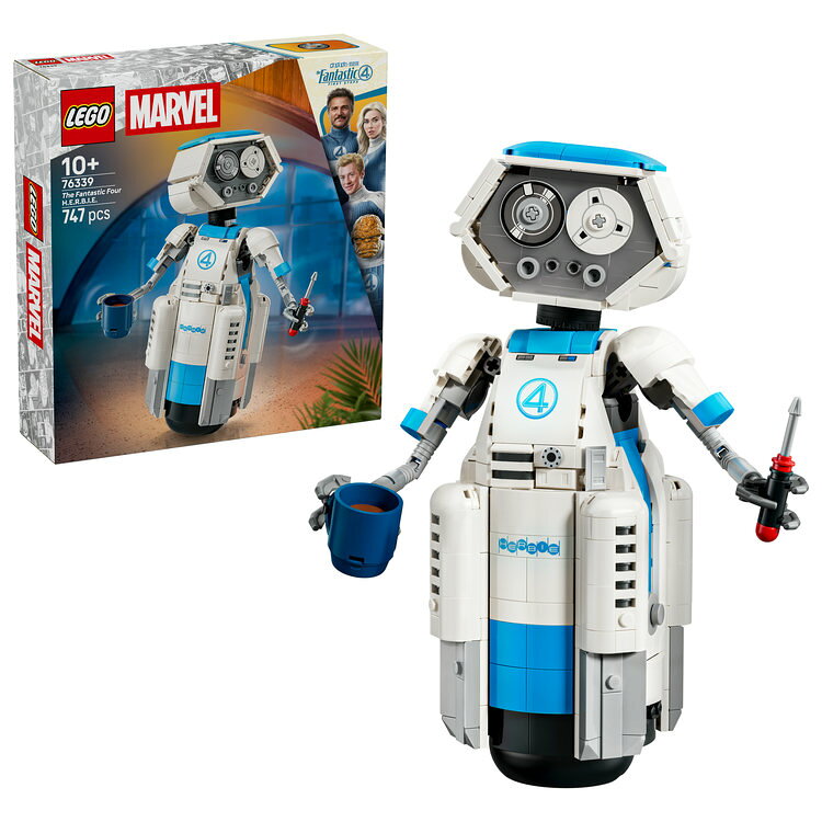 レゴ&reg;ロボットのハービーと遊ぼうマーベルスタジオ『ファンタスティック4 ファースト・ステップ』で活躍するロボットをレゴ&reg;ブロックで再現できるセットです。 遊びにもディスプレイにも最適！腕、指、頭の関節を動かしていろんなポーズをとることができ、頭の向きを変えるたびに磁気テープのリールでできた目がクルクルと回転します。360Clip.mp4 -->レゴ&reg; | マーベル ファンタスティック4 ハービー   ロボットの目が動く頭を動かすと、オープンリールの目がくるくる回ります。    うでと指の関節を自由に動かそうお気に入りのマグカップとドライバーを持たせてみよう。    胴体の収納スペースパネルを開いて胴体の収納スペースにマグカップとドライバーを入れておけます。  インタラクティブなデジタル版組み立て説明書組み立て手順がひと目でわかるLEGO&reg; Builderアプリを使えば、立体表示されるモデルを拡大・回転させながら組み立て、作業の進行状況を保存できます。 もっと楽しくレゴ&reg; マーベル シリーズには、組み立て遊びの冒険をさらに広げるセットがほかにもそろっています（各セット別売り）。ロボットのハービーとなかよしになろう！組み立てたハービーにいろんなポーズをとらせ、スーパーパワー炸裂の冒険に出かけよう。秘密のパネルを開いておなじみのマグカップとドライバーを出したら、ハービーが目をクルクルさせて忙しそうに働きだしそう。いっしょに冒険をしつくしたら、ハービーに見守られながら次の冒険を夢見よう。

・ ロボット組み立てセット - 高さ約23cmのファンタスティック4 ハービー（76339）が、スーパーヒーローたちと世界を守る！
・ アクションフィギュア - 腕、指、頭の関節を動かしていろんなポーズをとることができ、頭の向きを変えるたびに磁気テープのリールでできた目がクルクルと回転します
・ 遊んで、飾って - 組み立てたハービーを飾り、マーベルのホームデコとしても楽しめます
・ 楽しいアクセサリー - フロントパネルを外し、その中にお気に入りのマグカップとドライバーを収納できます（これらのアクセサリーは手に持たせることもできます）
・ マーベル関連ギフト - お誕生日やホリデーシーズンにファンタスティック4の大ファンへ贈るカッコいいプレゼント
・ 楽しい組み立ての世界 - わかりやすいデジタル版組み立て説明書が収録されたLEGO&reg; Builderアプリは、立体表示されるモデルを拡大・回転して手順を確認しながら組み立てを進め、進行状況を保存できます
・ レゴ&reg; | マーベル・ユニバース - マーベル映画の人気キャラクターやアクション満載の名場面をつくり上げ、想像力豊かに冒険を楽しめます
・ サイズ -（約）高さ23cm × 幅15cm × 奥行9cm／ピース数：747
・ レゴデュプロ以外の製品には、小さな部品が入っています。間違って飲み込む危険がありますので、4才未満のお子さまには遊ばせないでください。