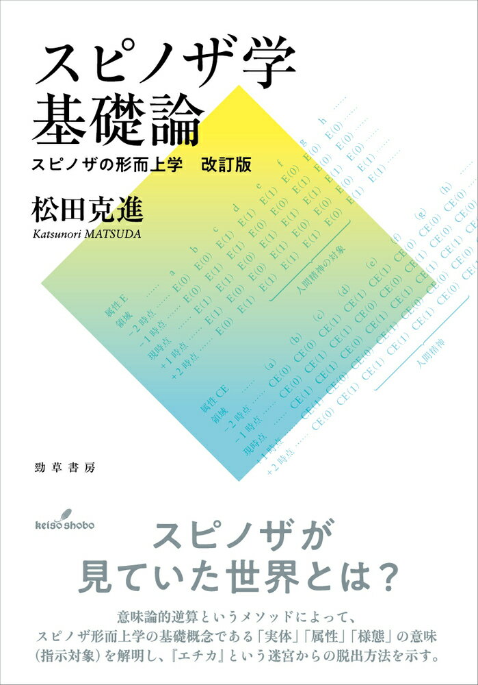 スピノザが見ていた世界とは？意味論的逆算というメソッドによって、スピノザ形而上学の基礎概念である「実体」「属性」「様態」の意味（指示対象）を解明し、『エチカ』という迷宮からの脱出方法を示す。