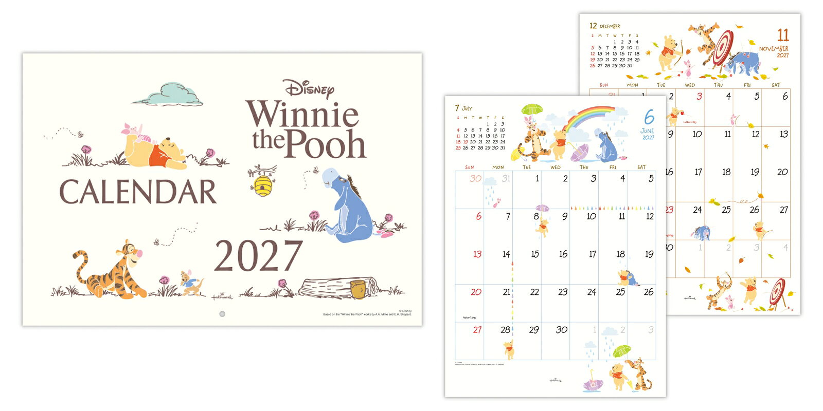 2027 二つ折り壁掛けカレンダー大　ディズニープー