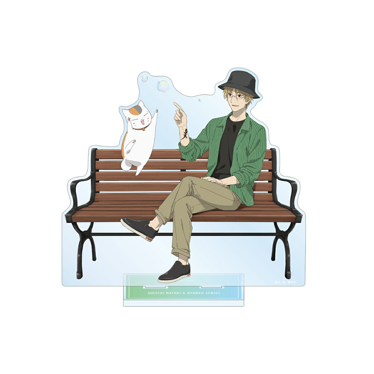 夏目友人帳描き下ろし 名取周一&ニャンコ先生 シャボン玉ver. 特大アクリルスタンド