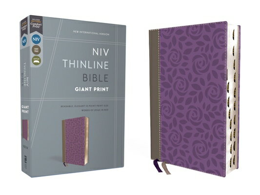 Niv, Thinline Bible, Giant Print, Leathersoft, Gray/Purple, Red Letter, Thumb Indexed, Comfort Print NIV THINLINE BIBLE GP LEATHERS 