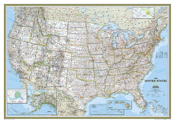 National Geographic United States Wall Map - Classic - Laminated (43.5 X 30.5 In) MAP-NATL GEOGRAPHIC US WALL MA （National Geographic Reference Map） [ National Geographic Maps ]