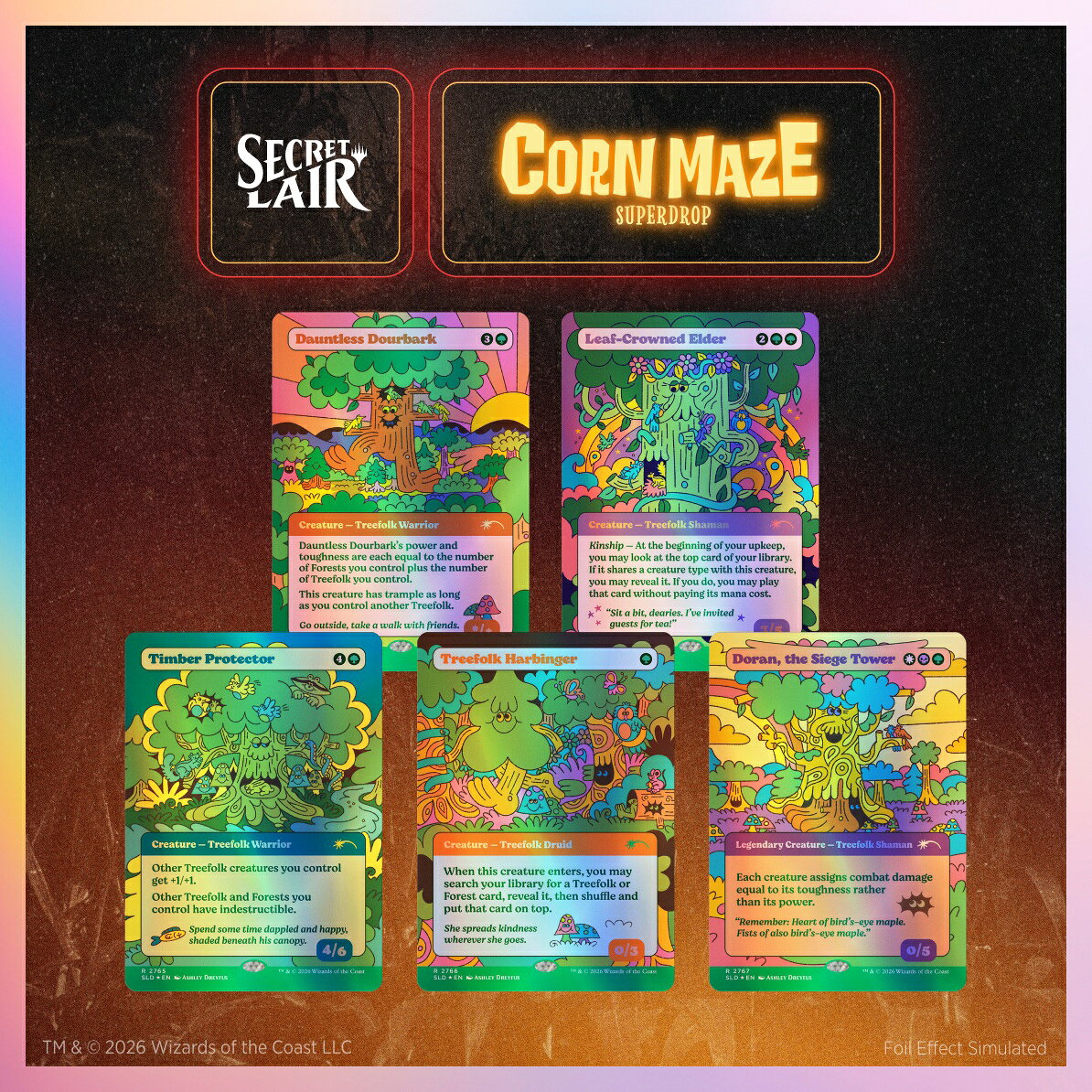 マジック：ザ・ギャザリング Secret Lair Corn Maze Superdrop Peace, Love, & Treefolk Traditional Foil Edition【クレジットカード決済限定】