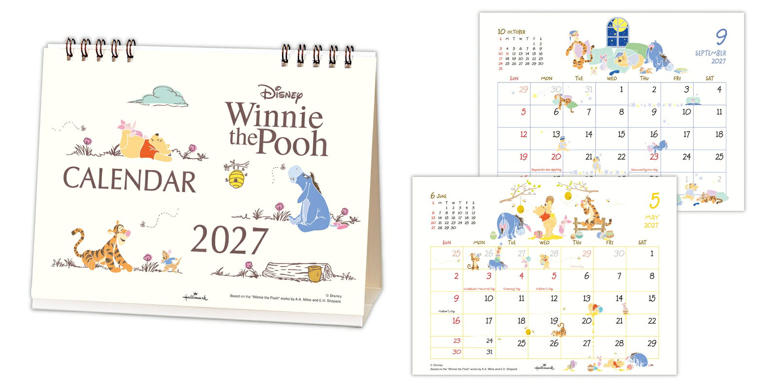 2027 卓上カレンダー　ディズニーくまのプーさん