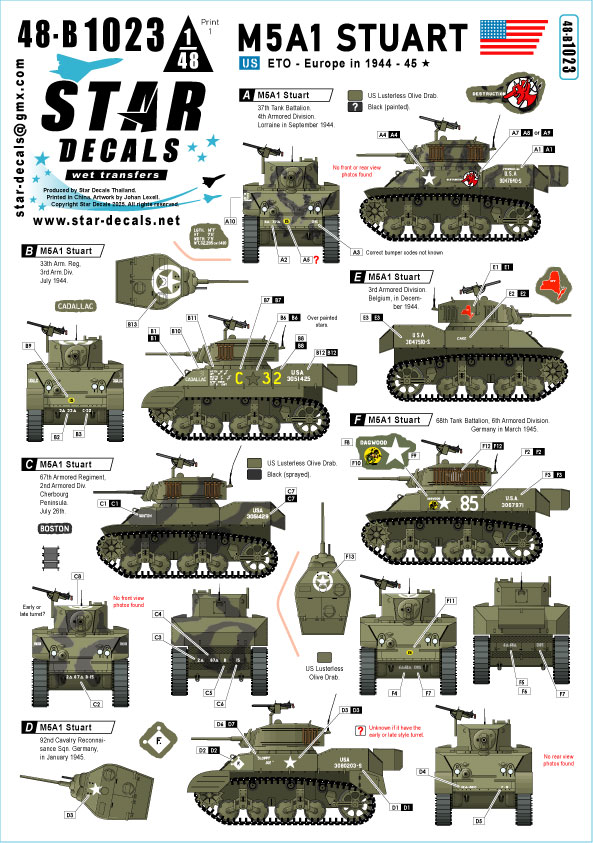 1/48 WWII アメリカ ヨーロッパ戦線のM5A1スチュアート 1944-45年 【SD48-B1023】 (プラモデル)