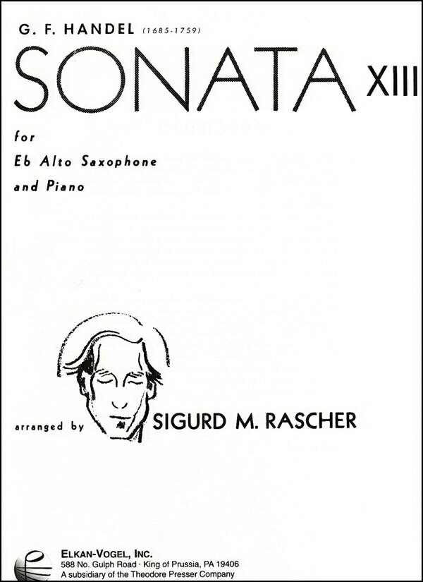 【輸入楽譜】ヘンデル, Georg Friedrich: バイオリン・ソナタ Op.1/13 HWV 371/アルト・サクソフォンとピアノのための編曲/Rascher編