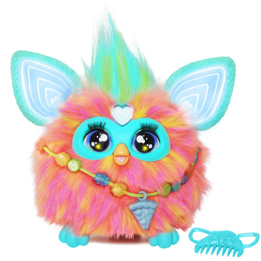 FURBY　ファービー コーラル 声に反応するインタラクティブトイ 男の子と女の子向け 対象年齢6才以上、ファッションアクセサリー15個付き、アニマトロニクス 電動ぬいぐるみ 子ども向け F6744 正規品