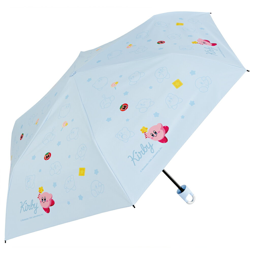 星のカービィ 晴雨兼用 折りたたみ傘 キャラクター カラビナハンドル UVカット 100％ 日傘 折り畳み傘