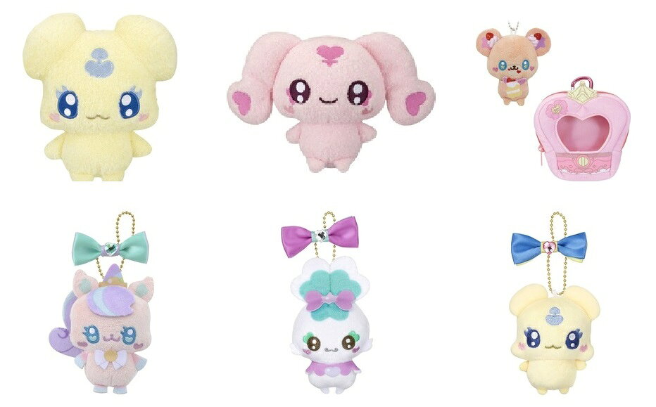[세트 상품] 쁘띠 큐아 ~ Precure fairies ~ 쁘띠 큐아 봉제 인형 2 종 (푸치 큐아 메뿌 루 + 쁘띠 큐 아미 뿌루), 리본 포함 마스코트 3 종 (푸치 큐 아니코 + 푸치 큐 아시 푸레 + 푸치 큐 아메 뿌루) & 푸치