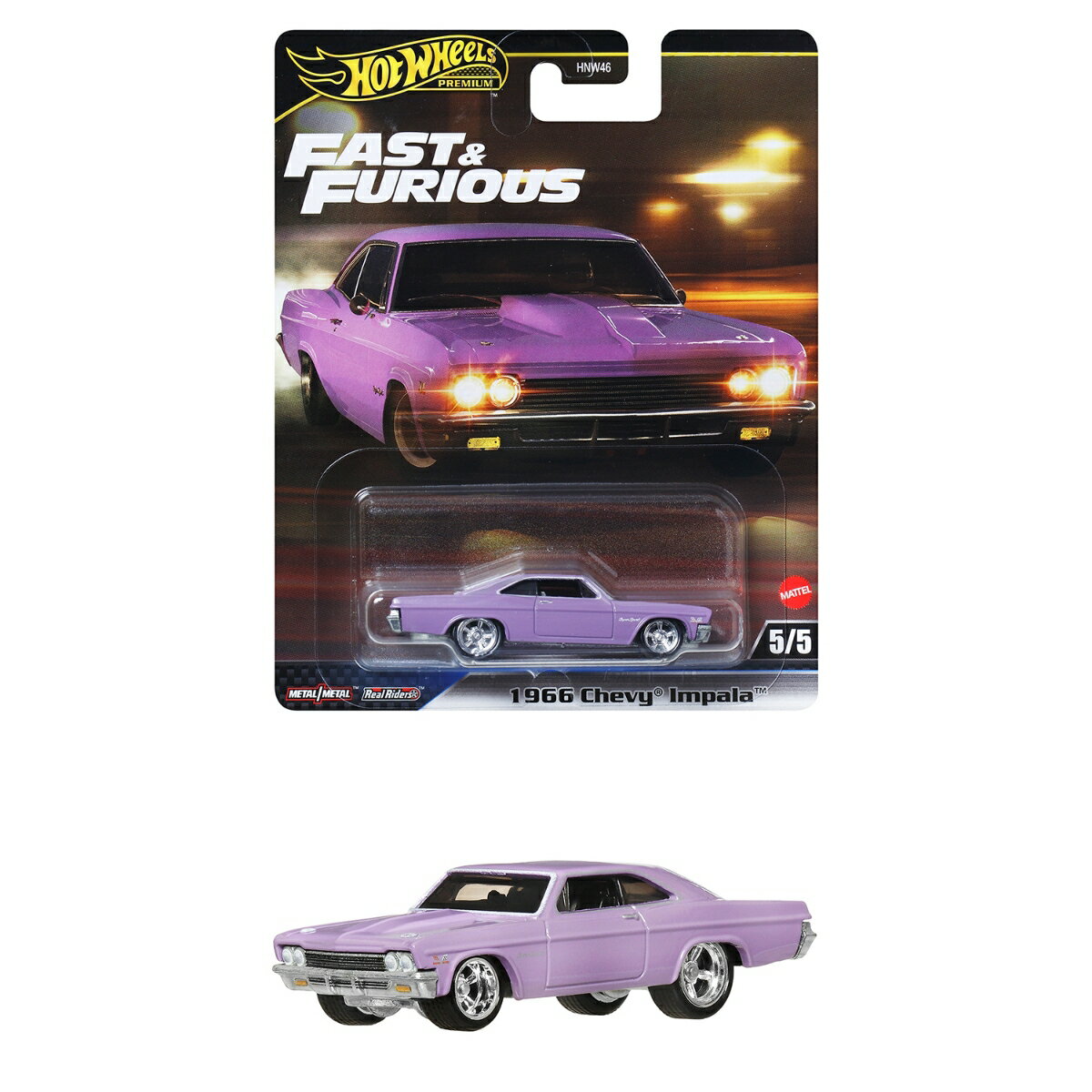 ホットウィール(Hot Wheels) ワイルド・スピード 1966 シェビー インパラ 乗り物おもちゃ ミニカー 3歳から パープル JBL95