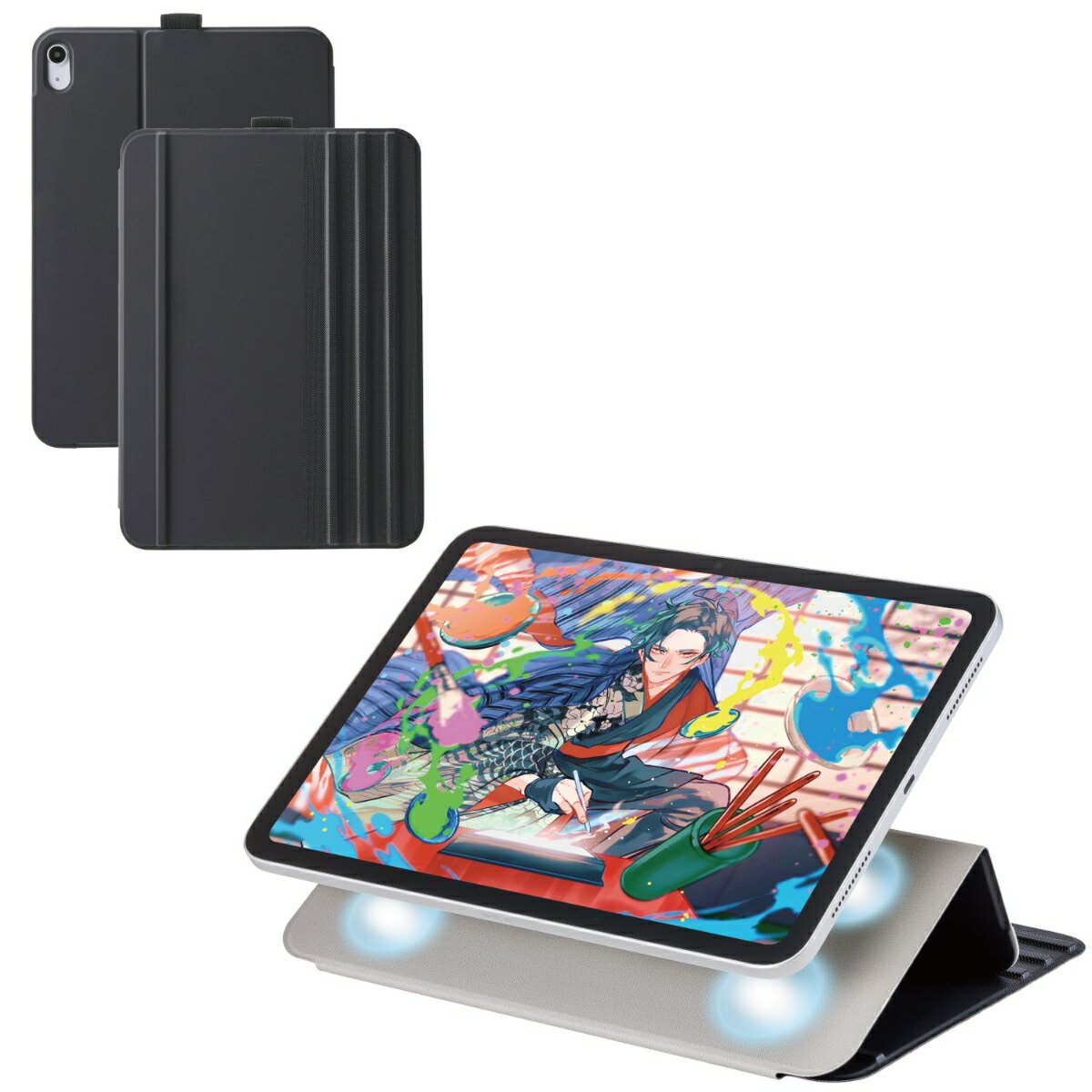 iPad 11インチ(A16)/10.9インチ(第10世代)/フラップケース/ソフトレザー/ドローイング/アングル7段階/スリープ対応/ブラック