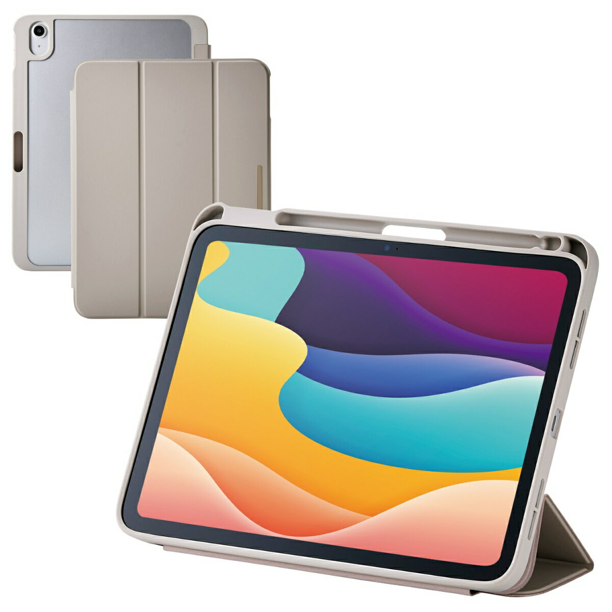 iPad 11インチ(A16)/10.9インチ(第10世代)/フラップケース/CHICSTYLE/背面クリア/グレージュ