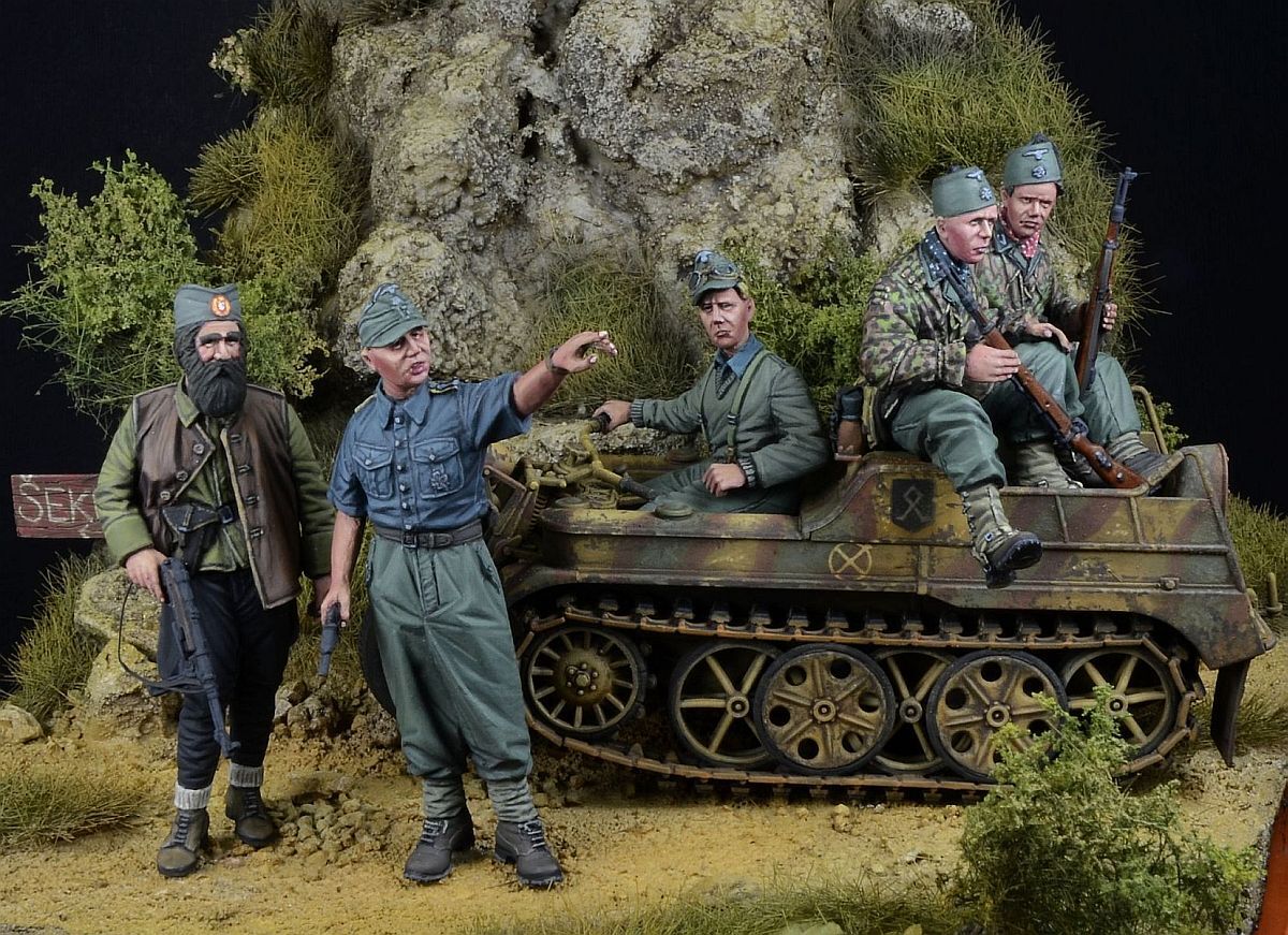 1/35 WWII ドイツ 「ハイデローゼ作戦」ユーゴスラビア 1944年 武装SS山岳部隊(プリンツ・オイゲン＆ハンジャール師団)＆ゲリラ組織チェトニク構成員セット(タミヤ用 5体入) 【DD35291】 (プラモデル)