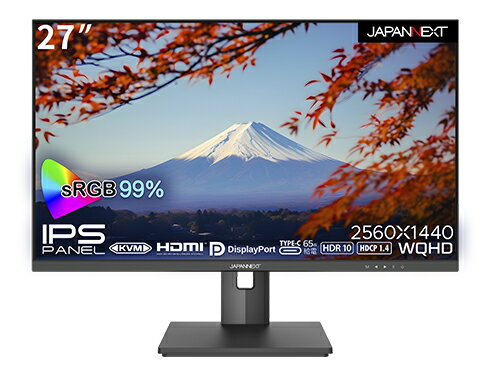 液晶ディスプレイ 27型/2560×1440/DP×1、HDMI×1、USB Type-C×1/ブラック/スピーカー：有/1年保証