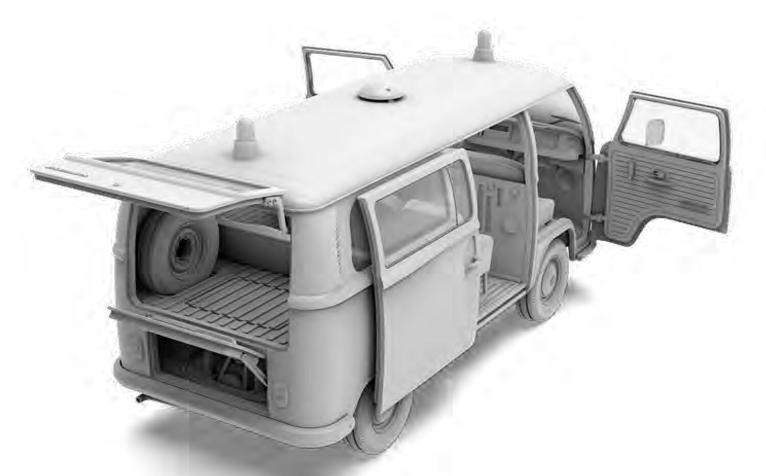 楽天ブックスの1/35 1967 ワンボックスカー バスタイプ 公共サービス車両 【AK35023】 (プラモデル)｜アングル3