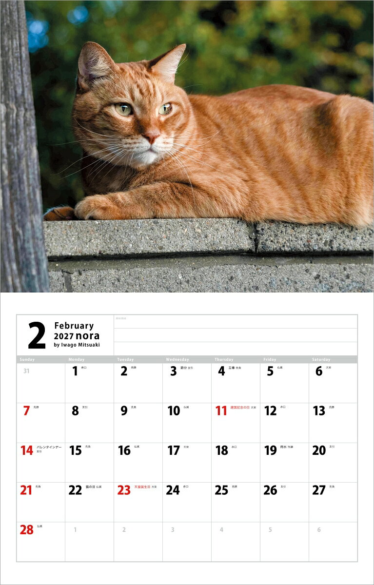 2027　猫カレンダー　のら [ 岩合光昭 ] (2)