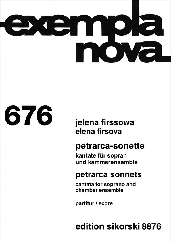 【輸入楽譜】フィルソヴァ, Jelena: ソプラノ独唱と室内楽のための「ペトラルカ・ソネット」 Op.17: 指揮者用大型スコア