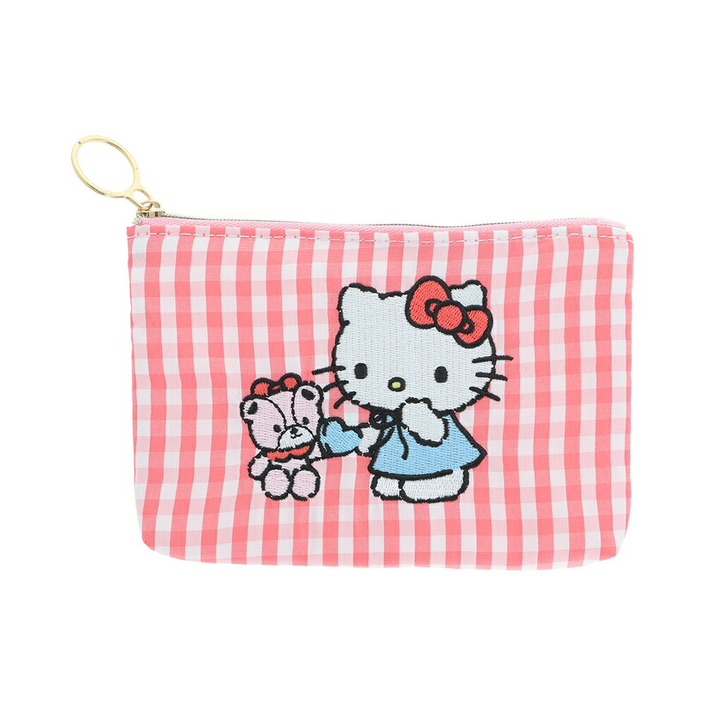 ギンガムチェック生地に刺繍でキャラクターを表現【商品サイズ (cm)】(幅×高さ×奥行）：10×2×14