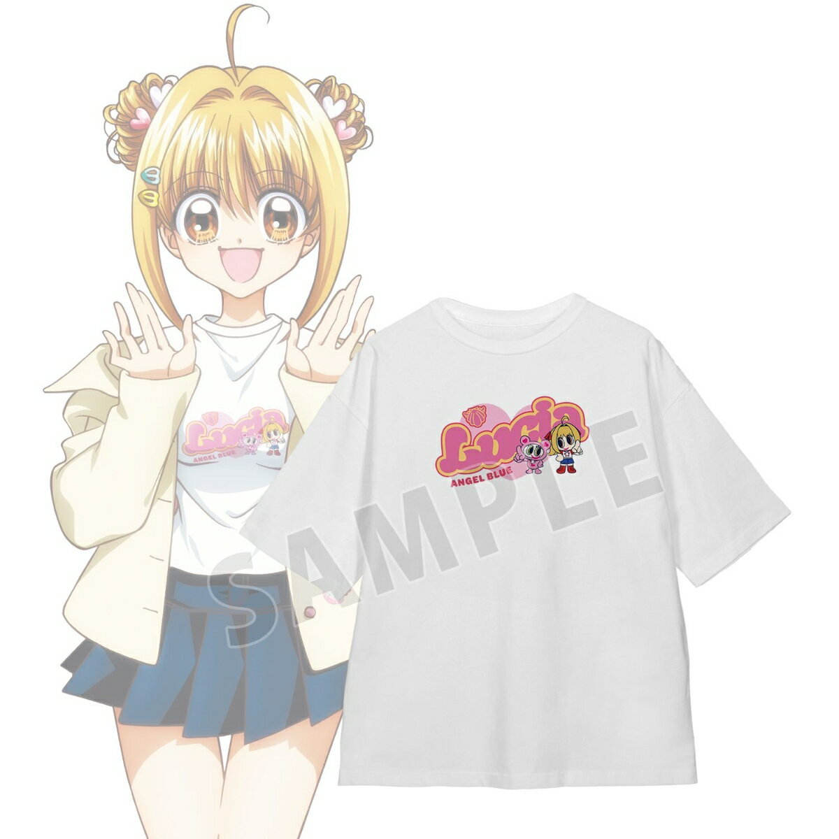 アニメ「ぴちぴちピッチ」ANGEL BLUEコラボ 描き下ろし 七海 るちあ 着用 BIGシルエットTシャツユニセックス(サイズ/S)
