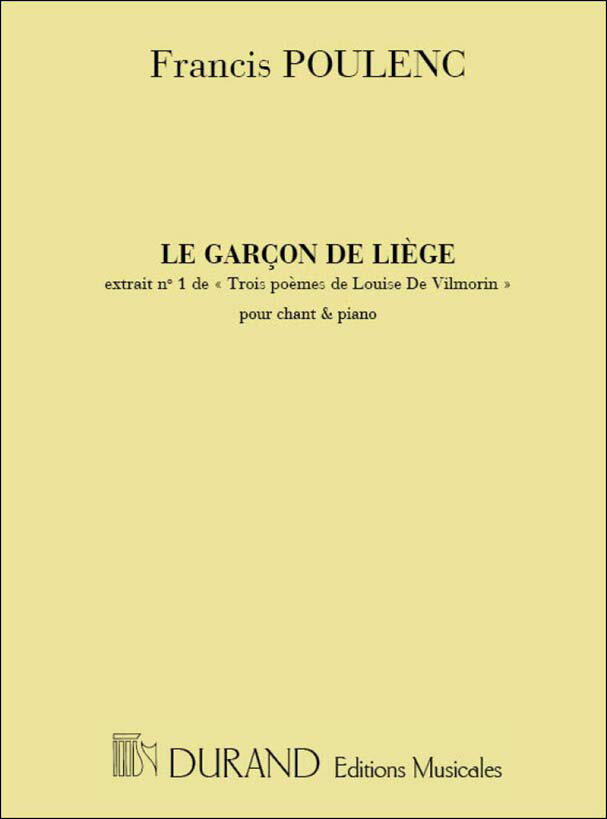 【輸入楽譜】プーランク, Francis: 3つの詩より リエージュの少年