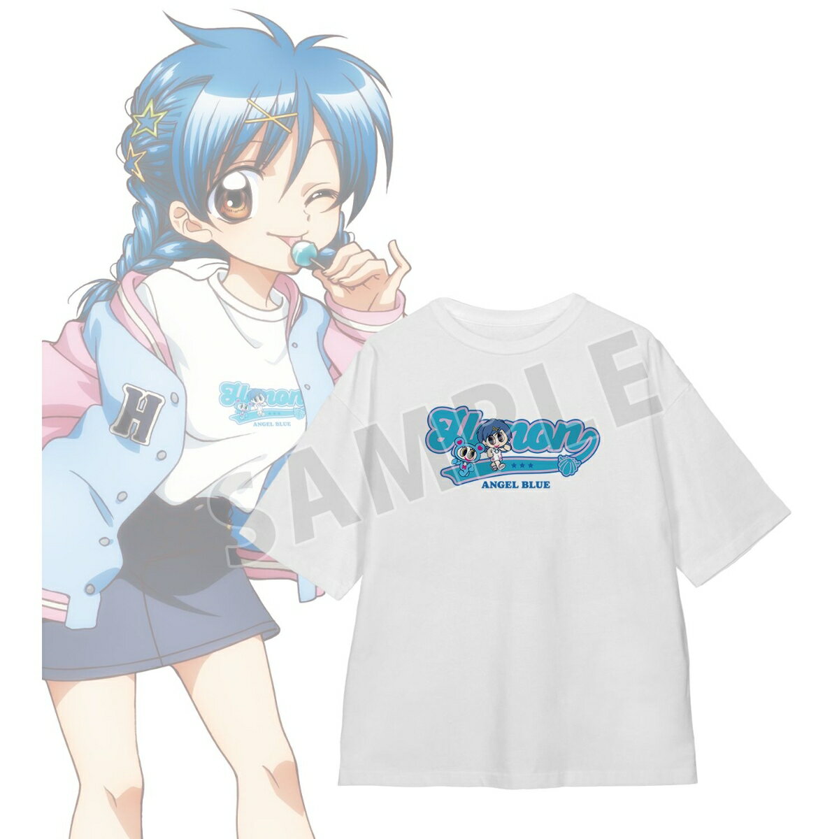 アニメ「ぴちぴちピッチ」ANGEL BLUEコラボ 描き下ろし 宝生 波音 着用 BIGシルエットTシャツユニセックス(サイズ/M)