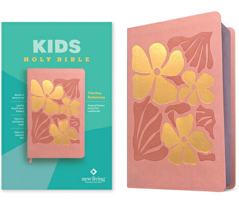 NLT Kids Bible, Thinline Reference Edition (Leatherlike, Tropical Flowers Dusty Pink, Red Letter) NLT KIDS BIBLE THINLINE REF /E [ New Living Translation ]