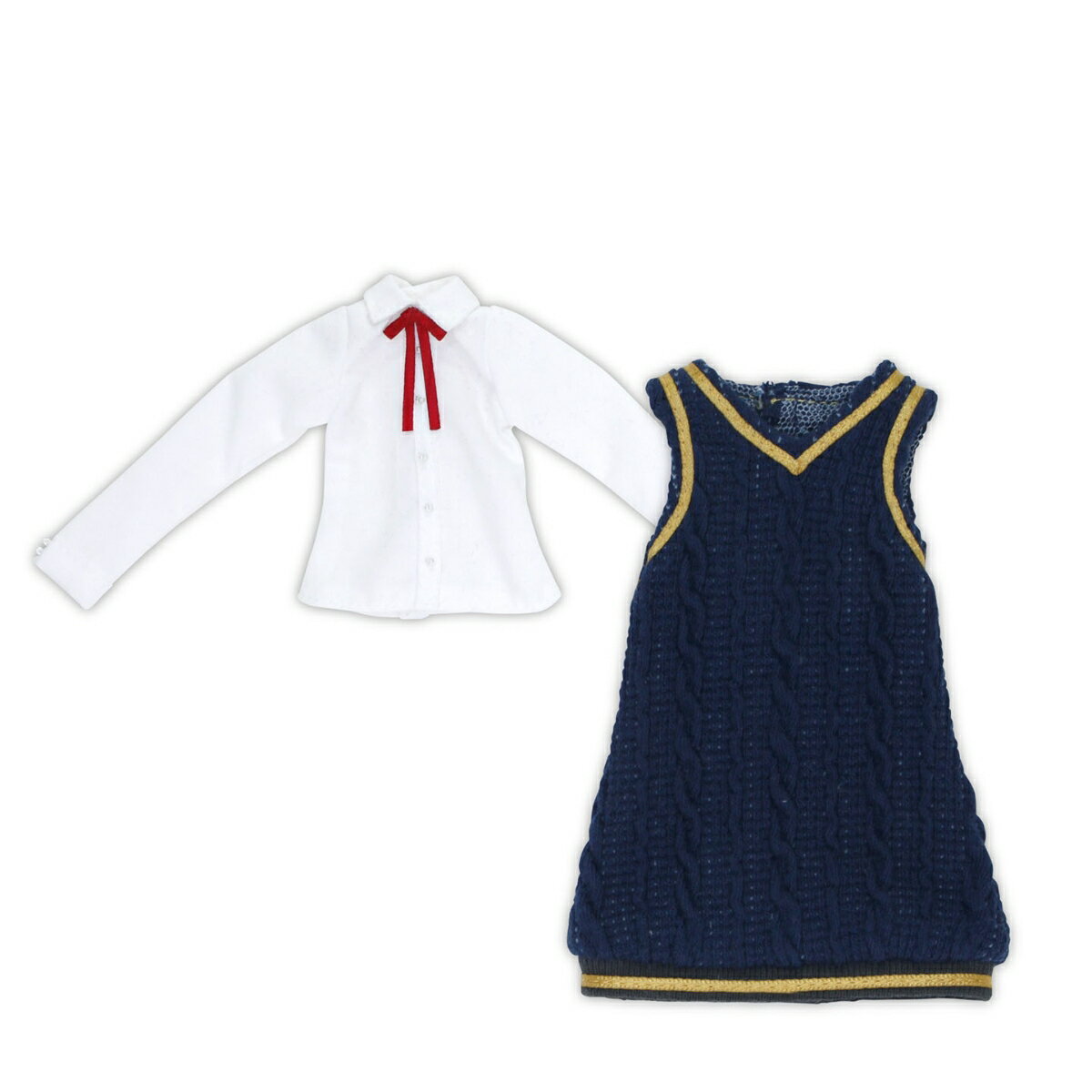 1/6スケール用ウェア PNS カレッジワンピースset ネイビー×ボルドー 【POC589-NVB】 (ドール)