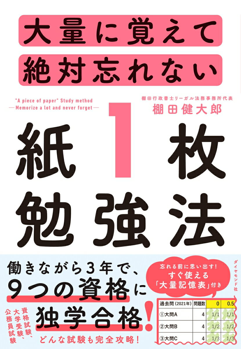 大量に覚えて絶対忘れない「紙1枚」勉強法 [ 棚田　健大郎 ]