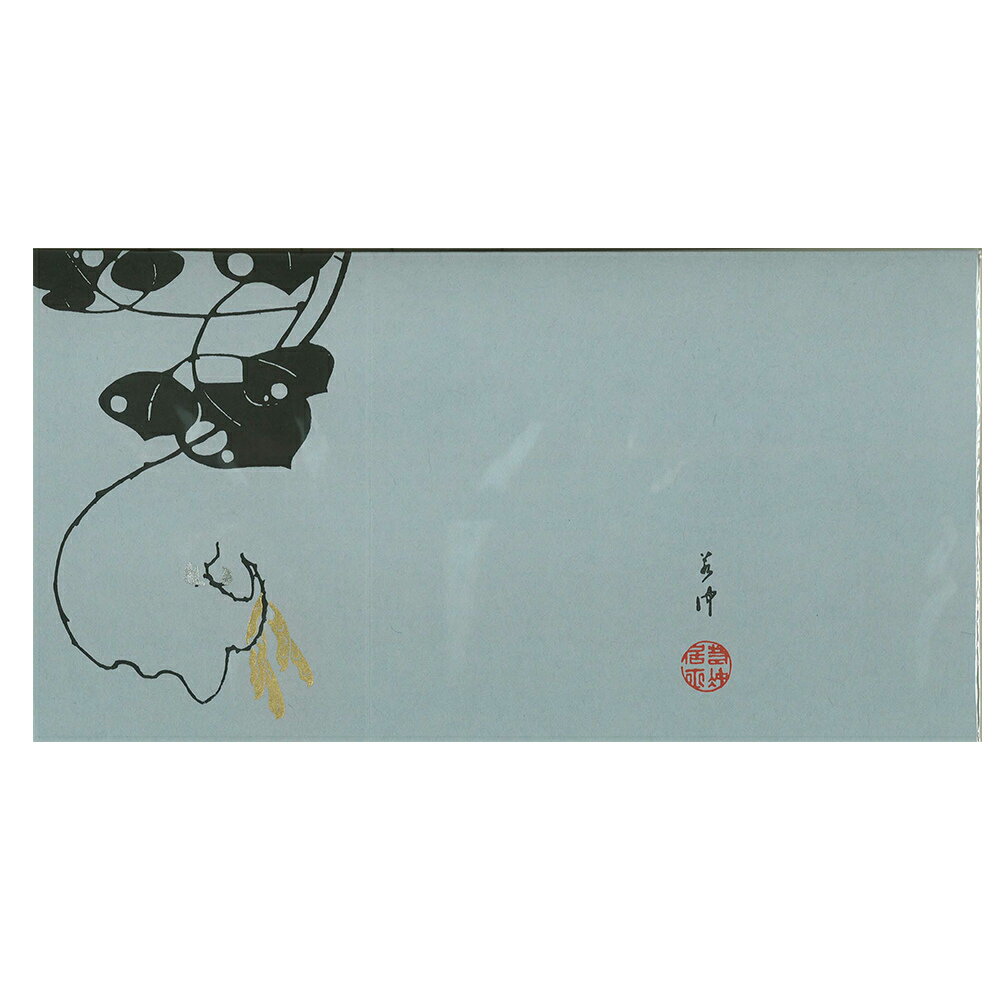 伊藤若冲 木版摺ブックカバー 8 若冲玄圃瑤華 藤豆（薄ねず）