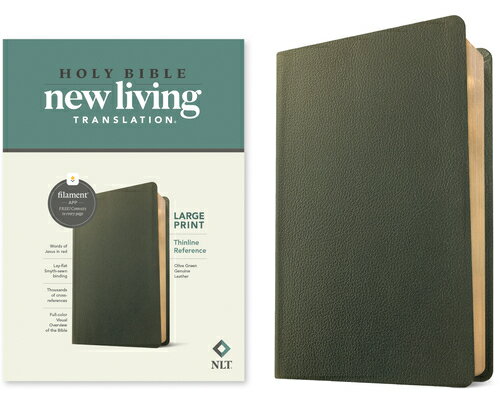NLT Large Print Thinline Reference Bible, Filament Enabled (Genuine Leather, Olive Green, Red Letter NLT LP THINLINE REF BIBLE FILA [ New Living Translation ]