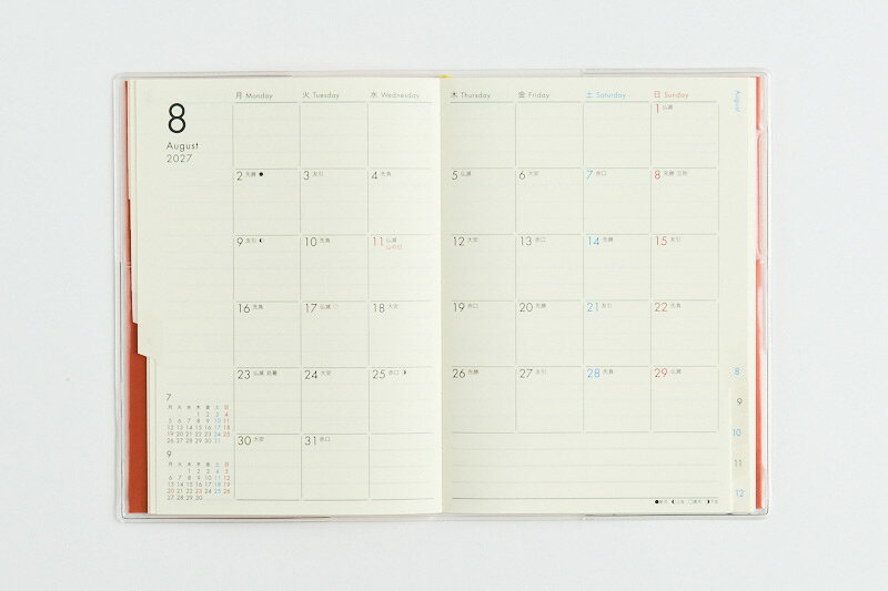 楽天ブックスの2027年　手帳　1月始まり　No.419　ミアクレール コケット 4 月曜始まり　　 高橋書店　A6判　　マンスリー （ミアクレール コケット）｜アングル3