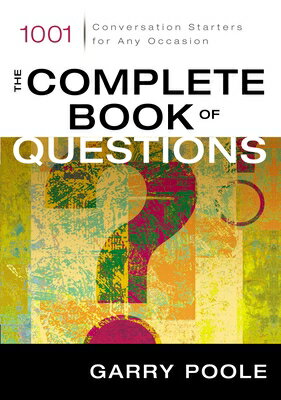 1001 Conversation Starters for Any OccasionMost of us realize that raising questions is a powerful way to get interesting dialogue. But asking good ones can be another matter---they're not always that easy to think up! That's where The Complete Book of Questions comes in. This book is one big compilation of questions---1001 of them you can use to launch great conversations in almost any context. And many of these questions are likely to trigger other questions you may also wish to discuss. Think of this book as a tool to spark interaction---and to know and understand others, and yourself, better. The questions in The Complete Book of Questions have been divided into ten categories for easy reference as shown in the chart below. There are probably as many ways to put this book to use, as there are questions within it! So be creative. Experiment with these 1001 questions in different contexts---and be sure to make the most of the conversations that ensue!