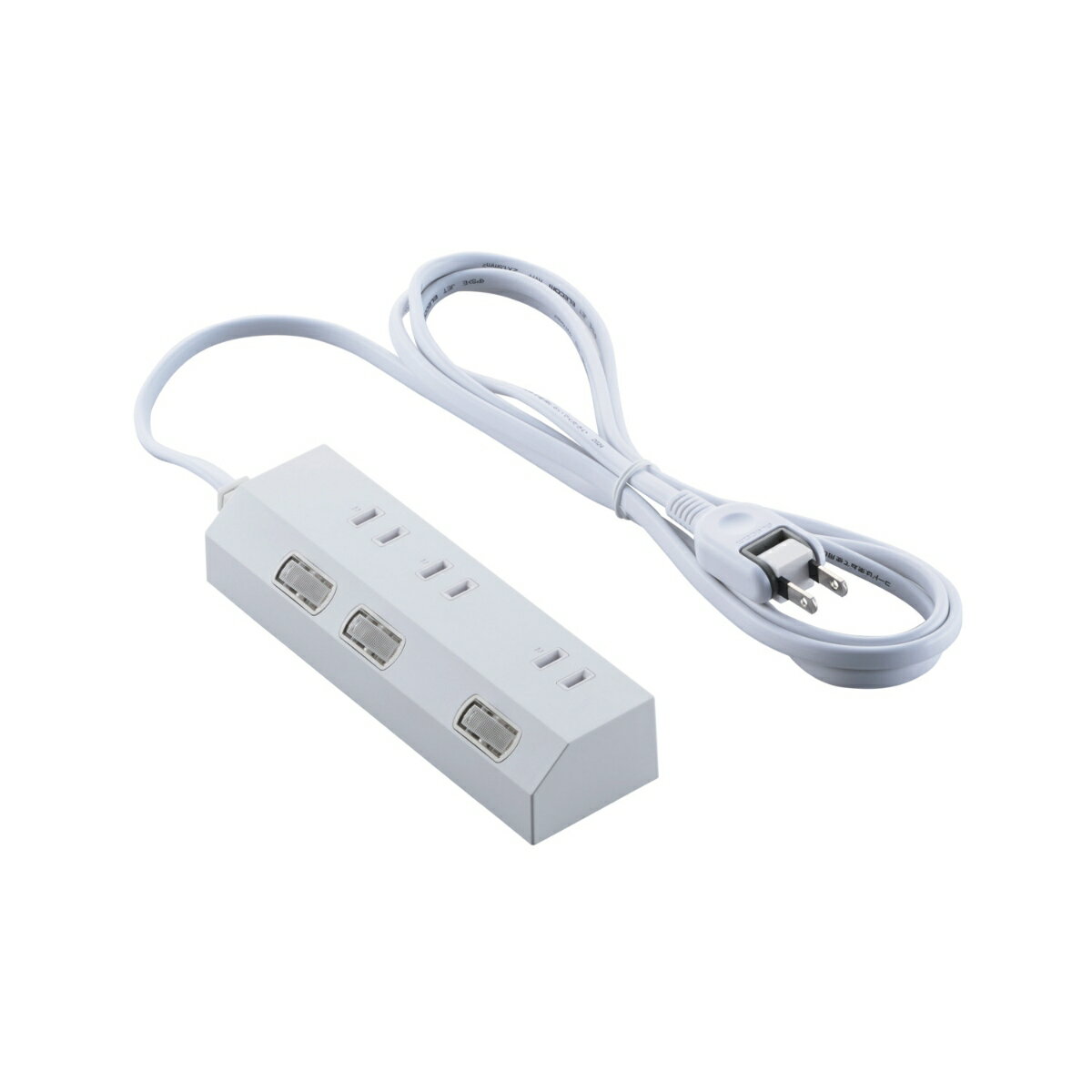 個別スイッチタップ/雷サージ付き/ホコリシャッター付き/磁石付き/3個口/2m/ホワイト