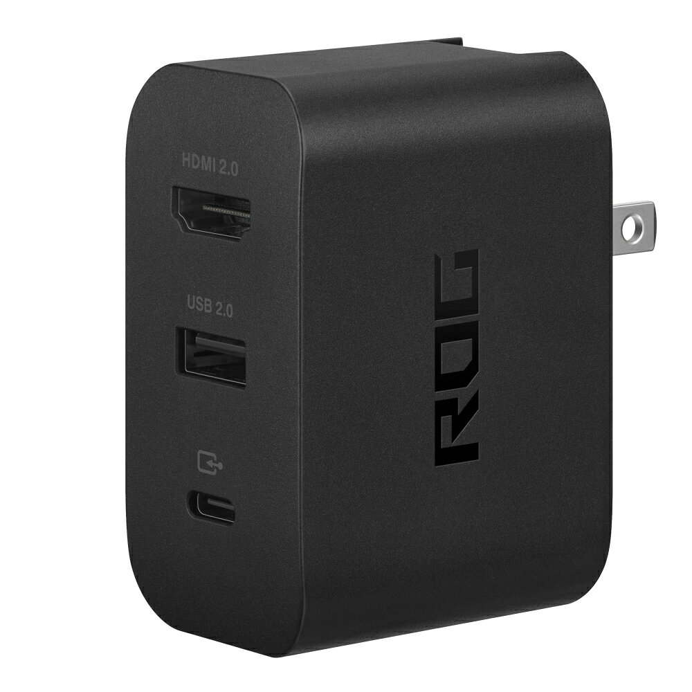 ROG GAMING CHARGER DOCK
すべてのデバイスに、勝利のエネルギーを。

＜主な特長＞
■ 充電と映像出力を同時に実現
ROG Gaming Charger Dockは、ハブ機能とAC充電器をひとつにまとめた多機能ドック。USB-C&reg;、USB Type-A、HDMIポートを各1基ずつ搭載し、デバイスの充電と大画面でのプレイを同時に楽しめます。

■ 幅広いデバイスに対応
ROG Ally、ノートパソコン、スマートフォンなど、さまざまなUSB-C対応デバイスと接続可能。モバイルでも据え置きのような快適なゲーミング＆作業環境を実現します。

■ 高画質なHDMI出力
HDMI 2.0ポートを搭載し、最大4K/60Hz、または1080p/120Hzの高解像度出力に対応。テレビや外部ディスプレイにつなげて、迫力ある映像でゲームや動画を楽しめます。

■ 急速充電＆高速データ転送
Power Delivery（PD）3.0／3.0 PPS／2.0に対応し、対応デバイスへの超高速充電が可能。データ転送も同時に行えるため、作業効率もアップします。

■ 持ち運びにも便利な2m USBケーブル付属
長さ2メートルのUSBケーブルが付属しており、設置の自由度も抜群。外出先や出張先でも柔軟に対応できます。

■ 各国仕様の電源プラグ対応
*コンセントプラグの仕様は国や地域によって異なります。購入時はご利用の国の仕様をご確認ください。


＜仕様＞
●入力
AC100-240V 50/60Hz

●出力
【単ポート使用時】
USB 2.0 (Type-C):
5V/3A、9V/3A、15V/3A、20V/3.25A (最大約65W)
USB 2.0 (Type-A):
5V/1A (最大約5W)

USB 2.0 (Type-C): PPSモード使用時
5V〜21V/2.8A (最大約63W )

【2ポート同時使用時】
USB 2.0 (Type-C) + USB 2.0 (Type-A) (最大約65W)
USB 2.0 (Type-C):
5V/3A、9V/3A、15V/3A、20V/3A (最大約60W )
USB 2.0 (Type-A):
5V/1A (最大約5W)

●本体カラー
ブラック

●質量
本体: 約145g
ケーブル: 約70g

●サイズ（突起物除く）
幅68mm×奥行き33mm×高さ49mm

●ケーブル長
約2m

●主な付属品
ROG USB-C 4Kケーブル(Type-C to Type-C) ※、BFタイププラグ×1、Cタイププラグ×1、製品保証書、ユーザーマニュアル
※ Gaming Charger Dockを使用する際は、製品同梱のROG USB-C 4Kケーブルをご使用ください。